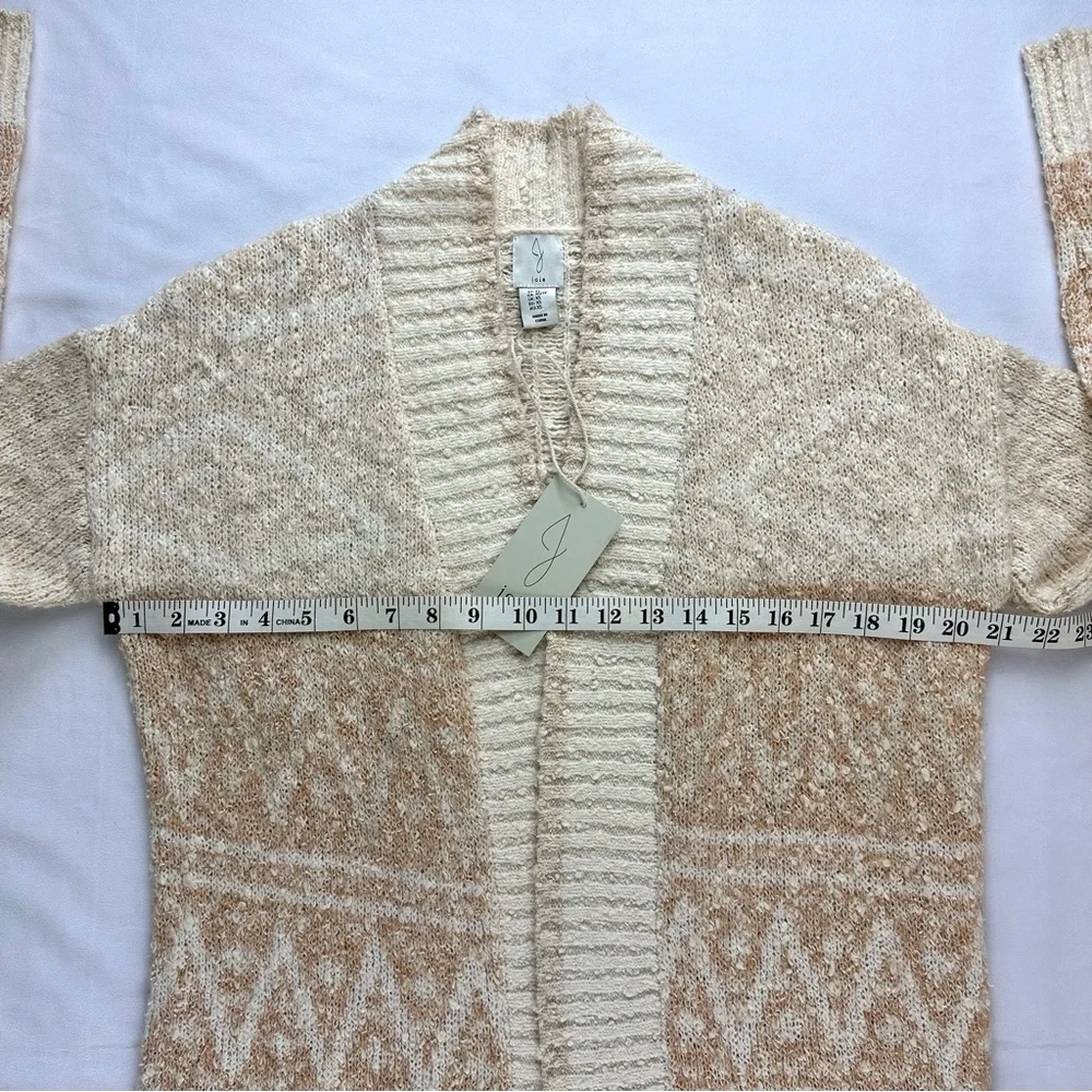 JOIE Longline Nordic Duster Cardigan in Cream/Tan Bouclé Knit Size X-Small (NWT) - Picture 8 of 14